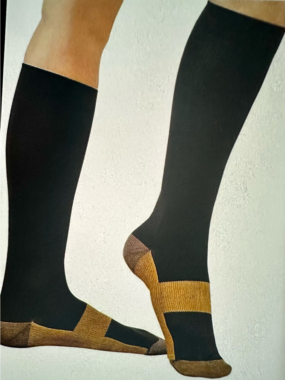 Copper Fit Black Knee-High CompressioSocks with Reinforced Toe & Heel